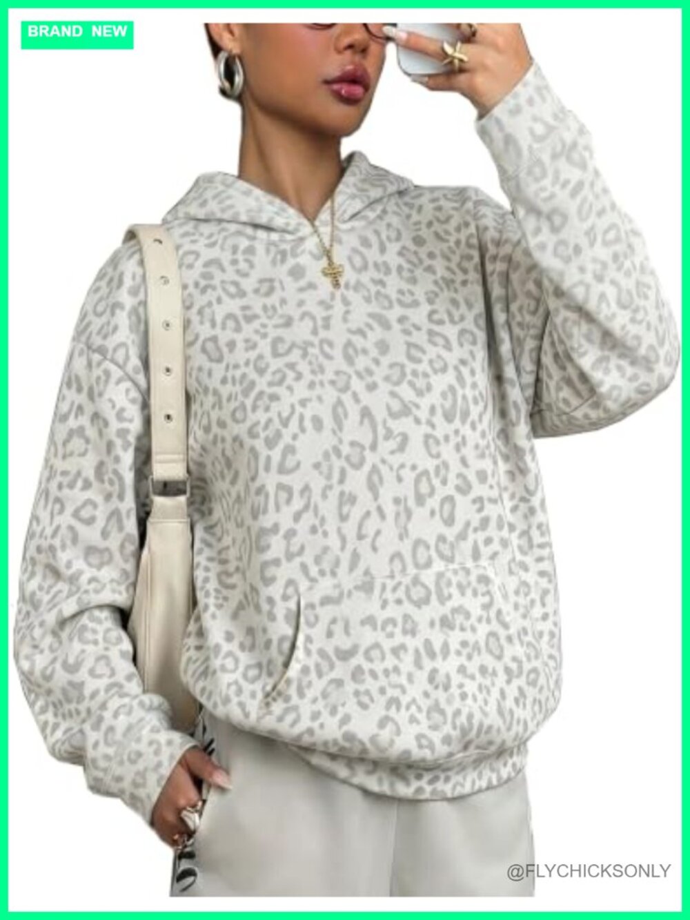Oversized Graphic Hoodie Fleece Kangaroo Pocket Womens Casual